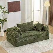 Sofá cama convertible de pana, 2 plazas, color gris oscuro / gris / verde / azul marino