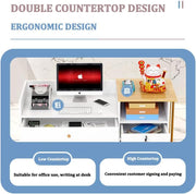 Mostrador de recepción para consulta, mostrador de recepción, mostrador de bienvenida, mesa de recepción con zona de trabajo alta y baja para supermercado, hotel, salón de belleza, tienda de ropa, cajero, ancho 140 cm
