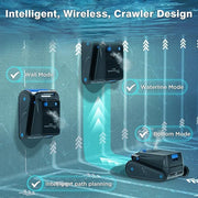 EVERCROSS BOT U8 Robot limpiafondos para piscina, robot de piscina inalámbrico con limpieza de línea de flotación, 120 min de autonomía, navegación inteligente, estacionamiento automático, piscinas de 200㎡