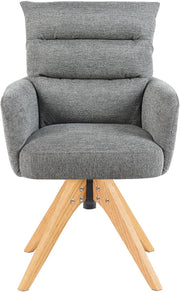 Juego de 2 sillas de comedor DUBI Möbel, giratorias 360° con núcleo de muelles ensacados, gran comodidad de asiento, capacidad de carga hasta 150 kg, tela resistente a la abrasión gris, estructura de madera maciza de roble aceitada (natural), Mika-Juna