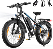 VARUN E Bike, E-Bike Herren mit 26 * 4.0' Fat Tire, 48V 18AH Akku, Bis zu 150 KM, 85Nm 250W Motor, 25KM/H, Offroad Ebike Mountainbike mit 7-Gang, All-Terrain Elektrofahrrad Herren, EU-Konformes
