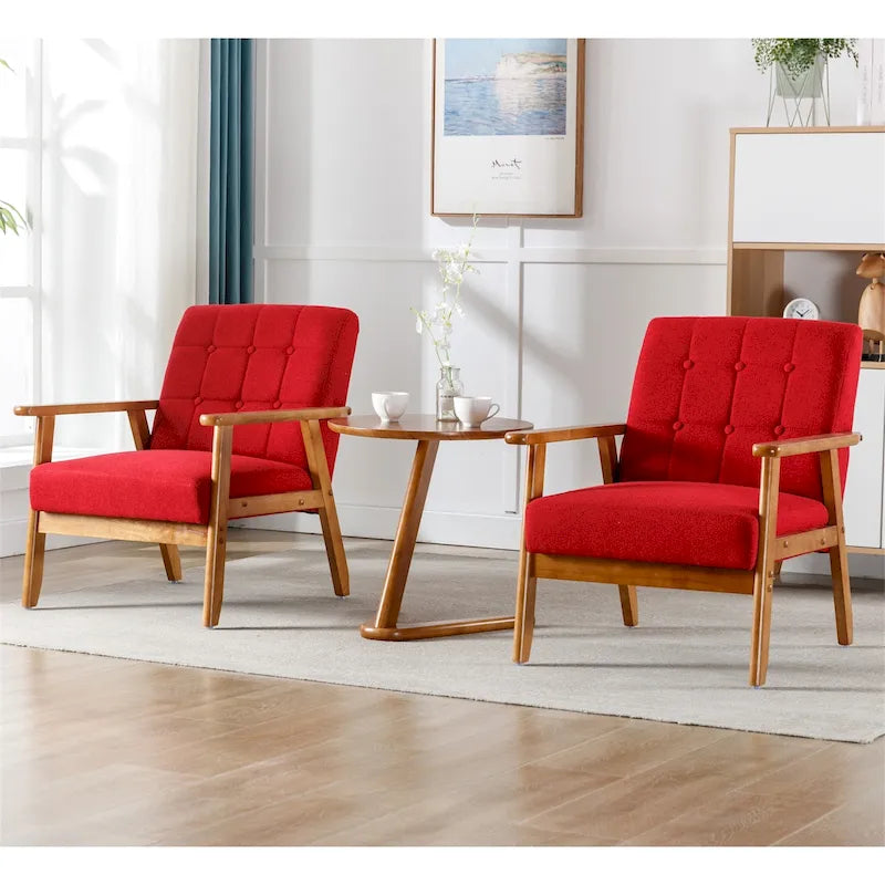 Juego de 2 sillas decorativas de estilo moderno de mediados de siglo con mesa auxiliar
