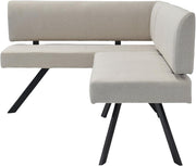 Banco esquinero byLIVING Toronto, tapizado en color topo, estructura en negro, forma en L con lado largo a la derecha, muelles ensacados, banco de cocina, banco de comedor, medidas: An 182, Al 85, Pr 128 cm