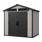 Cobertizo de polipropileno con puerta doble 220x200x230 cm negro/gris