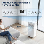Aire acondicionado portátil LEENON 9000 BTU, 4 en 1: refrigeración, deshumidificación, modo ventilador y modo sueño, climatizador móvil de 2,6 kW con tubo de escape, control remoto/temporizador de 24 h, para habitaciones de hasta 35 m²