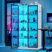 Vitrina Lvifur blanca, aparador de 35 × 70 × 165 cm, armario despensero inteligente con 3 colores RGB regulables, aparador de buffet con sensor inteligente, color blanco