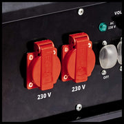 Generador eléctrico (gasolina) Einhell TC-PG 55/E5 (potencia máxima de 5500 W, potencia continua máx. de 5000 W, depósito de 25 l, motor de 4 tiempos, 2x 230 V, 1x 400 V, protección contra bajo nivel de aceite)