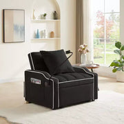 Sillón sofá convertible 3 en 1, sofá cama individual con respaldo ajustable, soporte para teléfono, USB y tipo C - ModernLuxe