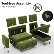 Sofá cama seccional Dyonery de 81", sofá cama en forma de L con chaise longue de almacenamiento reversible, USB, respaldo reclinable