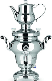 BEEM 06127 Samovar Odessa III, acero inoxidable, 3 litros, preparación tradicional de té, 2 resistencias, ahorro de energía, 53 x 34 x 25 cm, plateado