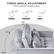 Sofá cama convertible de terciopelo 3 en 1 color gris cemento con cojines y bolsillos, sofá cama moderno extraíble, respaldo ajustable
