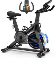 Bicicleta estática, CHAOKE Bicicleta estática silenciosa con resistencia magnética ajustable, bicicleta de ejercicio para interiores con aplicación y pantalla LCD, para entrenamiento cardiovascular, capacidad 150 kg