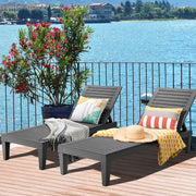 COSTWAY Juego de 2 tumbonas de plástico resistentes a la intemperie, tumbona de jardín con respaldo ajustable, tumbona de balcón, tumbona de terraza efecto madera, silla de jardín con capacidad de carga de hasta 180 kg para jardín, terraza, negro