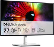 Monitor Dell U2724D UltraSharp de 27" QHD (2560x1440), 120 Hz, IPS Black, 5 ms, 98% DCI-P3, 2x USB-C, 2x DisplayPort, HDMI, 3x USB, garantía de 3 años, plata