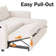 Sofá cama seccional Dyonery de 81", sofá cama en forma de L con chaise longue de almacenamiento reversible, USB, respaldo reclinable