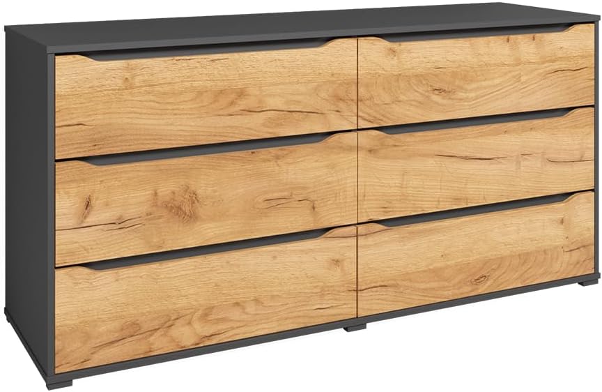 Cómoda Vicco Ruben, Roble dorado/Antracita, 48x77,6 cm con cajones