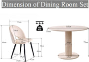 Mesa de comedor redonda de 115 cm con 4 sillas, mesa de cocina de MDF (textura de travertino) y 4 sillas para cocina, comedor, salón y oficina (beige)
