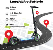 Patinete eléctrico homologado para la vía pública, 8,5 pulgadas, 30 km de autonomía máxima, aplicación, pantalla LED, carga máxima de 120 kg, patinete eléctrico plegable para adultos para el desplazamiento diario.