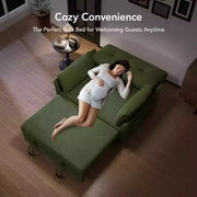 Sofá cama extraíble 3 en 1 de 51 pulgadas, sofá biplaza convertible con respaldo reclinable ajustable, sofá tapizado en chenilla, bolsillo lateral