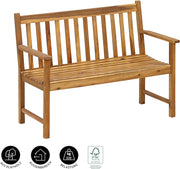 Banco de jardín Dehner Mykonos, 2 plazas, aprox. 120 x 89 x 61 cm, de madera de acacia con certificación FSC®, marrón