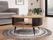 Mesa de centro Mirjan24 con estante Rajkon, forma redonda, patas de metal, mesa de café, mesas de salón, mesa auxiliar, mesa de sofá, mesa de té (roble Craft dorado, negro)