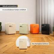 Mininevera silenciosa TZS First Austria | Diseño retro | Capacidad de refrigeración ajustable | Manilla de puerta | Sistema de refrigeración termoeléctrico | 40L | crema