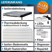 Jacuzzi BRAST MSpa Oslo con pared exterior rígida | Iluminación LED con 20 colores ajustables para 6 personas | 160x160x65cm | 120 boquillas de masaje | Uso durante todo el año, resistente al invierno | Piscina interior y exterior