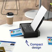 Impresora portátil WorkForce WF-110, monofunción, pequeña, ligera, batería integrada recargable por cable USB, A4, inyección de tinta a color, conexión Wi-Fi Direct