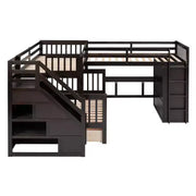Litera en forma de L Whisen Modern Design, cama individual sobre matrimonial, con 3 cajones, escritorio portátil y armario