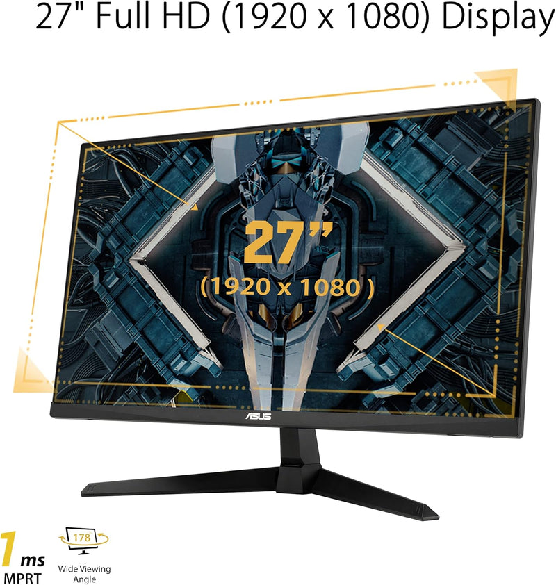 ASUS TUF Gaming VG277Q1A - Monitor gaming eSports 27" FHD - Panel VA - 165Hz - 1ms - 1920x1080 - 350cd/m² - DisplayPort y 2x HDMI - Altavoces - AMD FreeSync Premium - Extreme Low Motion Blur