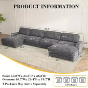 Sofá seccional modular extra grande Dyonery 158, tela de CHENILLE con asiento profundo, montaje sin herramientas
