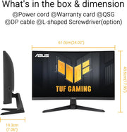 Monitor de juego ASUS TUF Gaming VG27VQM1B – 27 pulgadas Full HD, curvado, 280Hz, ELMB, tiempo de respuesta de 1ms, FreeSync Premium, 90% DCI-P3, DisplayWidget Center