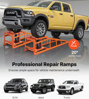 Rampas hidráulicas para coche VEVOR, 2 unidades, altura de elevación de 27-36 cm, rampas de servicio portátiles para mantenimiento de garaje, cambio de aceite y reparación de camiones, capacidad de carga de 1 t (por rampa)