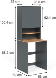 Armario para lavadora Vicco Viktor, antracita/roble dorado, 68 x 88,2 cm, 2 piezas con estante, adecuado para el almacenamiento de detergente y toallas