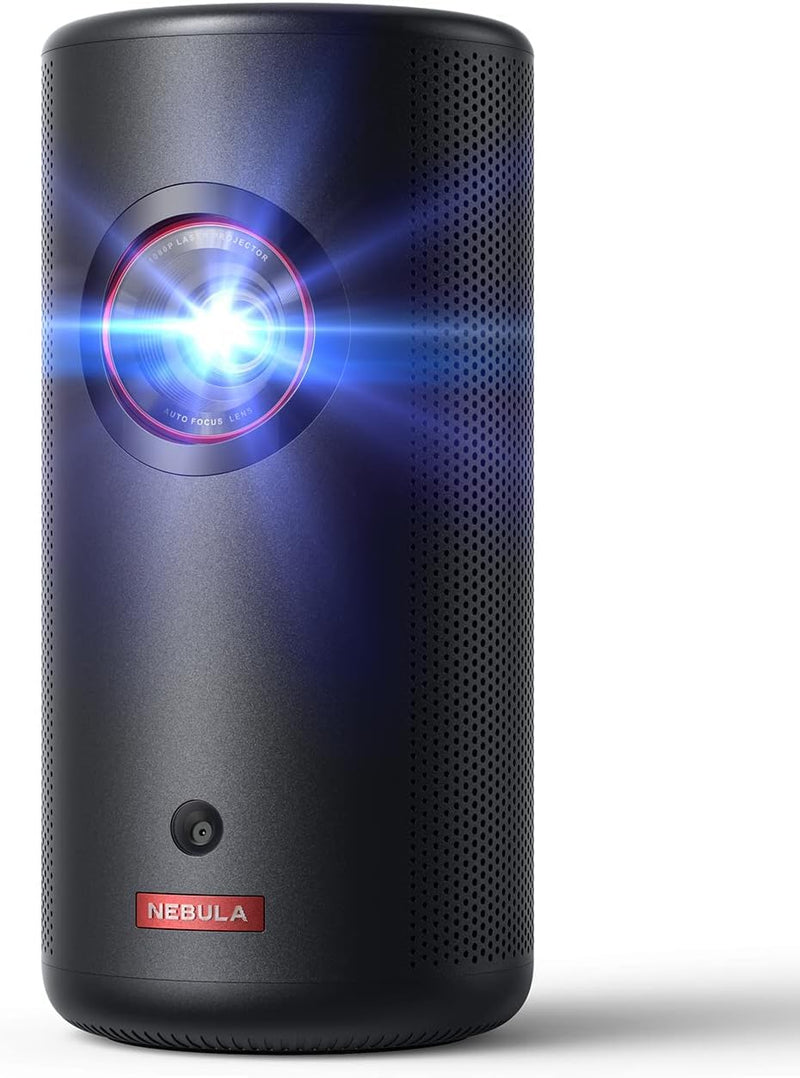 Proyector láser Capsule 3 GTV, miniproyector 1080p con Wi-Fi, 300 lúmenes ANSI, Dolby, enfoque automático, 120 pulgadas, batería de 2,5 h