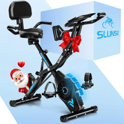 Bicicleta estática, SLUNSE Bicicleta estática 5 en 1 con 16 niveles de resistencia magnética, bicicleta estática plegable con 10 dB, bicicletas de fitness para entrenamiento cardiovascular en casa, capacidad de 160 kg