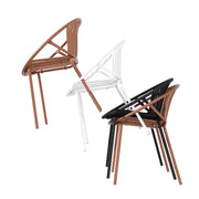 Conjunto de comedor de patio extensible de 7 piezas para exteriores con sillas apilables y mesa de madera de acacia