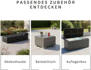 Tumbona de jardín RS Trade resistente a la intemperie de ratán sintético con ruedas – Tumbona de exterior de ratán con respaldo ajustable en varias posiciones para jardín, terraza, balcón y piscina, gris con cojín gris