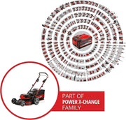 Cortacésped a batería Einhell GE-CM 36/47 S HW Li Kit Power X-Change (36 V, 47 cm de ancho de corte, hasta 700 m², sin escobillas, tracción a las ruedas, saco de recogida de 75 L, incl. 4x 4,0 Ah + 2x cargador doble)