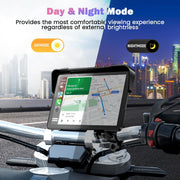 Pantalla CarPlay para moto con CarPlay y Android Auto, GPS portátil de 7 pulgadas para moto, impermeable, compatible con música Bluetooth, navegación, Siri/Google Assistant, soporte magnético: fácil de instalar y desmontar