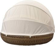 Isla de descanso Strandkorbwerk Pacific Cubu Cream Grey - Mecanismo giratorio de 360° - Salón de jardín - Muebles de jardín - Tumbona - Isla solar