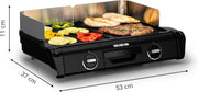 Barbacoa eléctrica Family Grill, uso interior y exterior, 2 superficies de cocción con 2 termostatos