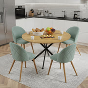Juego de comedor con mesa y sillas, conjunto de comedor de 5 piezas, mesa de comedor redonda de 120 cm y 4 sillas de comedor de terciopelo, adecuado para cocinas, comedores y salas de estar