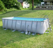 Set completo de piscina con estructura Summer Waves | Rectangular 549x274x132 cm gris | Set de piscina desmontable | Piscina de jardín y natación incl. bomba de filtro de arena, tapiz de suelo, lona cobertora y escalera de acceso