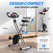 Ultrasport F-Bike Bicicleta estática plegable | Extra silenciosa hasta 130 kg con sillín cómodo, bicicleta estática plegable