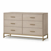 Cómoda de madera con 6 cajones, estructura de metal