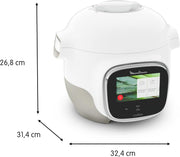 Moulinex Cookeo Touch Wifi Mini, multicocina inteligente de alta presión, 3 litros, 100 recetas integradas y recetas gratuitas vía Wifi, pantalla táctil, YY5132FB, Blanco