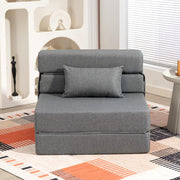 HOMCOM Sillón convertible 1 plaza 3 en 1, sillón cama plegable, sofá individual de lino con asiento amplio, cojín incluido, colchón plegable de 210 cm para invitados, salón, espacios pequeños, gris