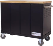 TRUTZHOLM Carro de herramientas vacío Deluxe, carro de taller con 6 cajones y compartimento con puerta, armario de herramientas con cerradura y ruedas con encimera de madera maciza, banco de trabajo móvil 108 x 46,5 x 77 cm, verde/negro