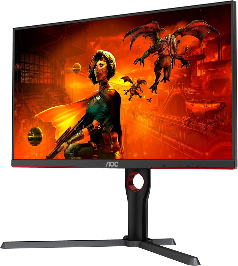 AOC Gaming U27G3X - Monitor UHD de 27 pulgadas, 160 Hz, FreeSync Premium, comp. G-Sync, HDR400 (3840x2160, 1ms GtG, HDMI 2.1, DisplayPort) negro-rojo
